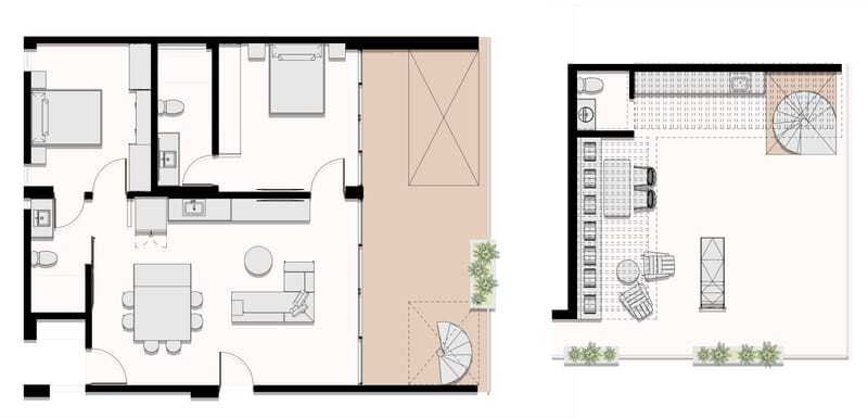Render interior del modelo PH B de Rosa Palmar